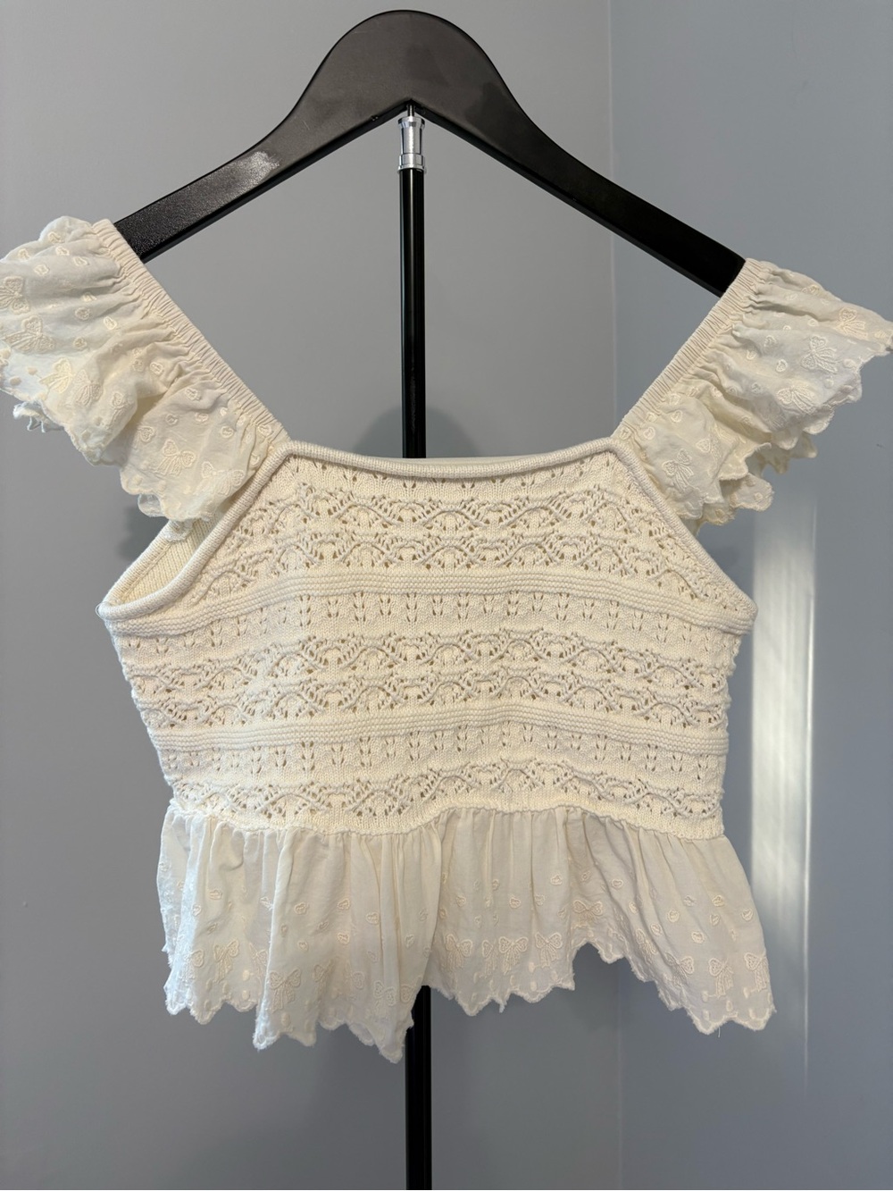 Altar'd State Cream Eyelet Ruffle Tank Top - Picture 2 of 7